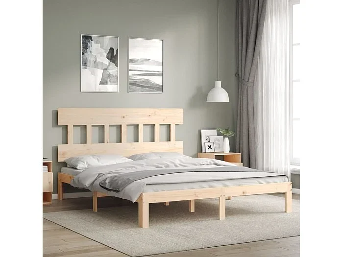 Cama -160×200 cm con cabecero madera maciza YOE97036