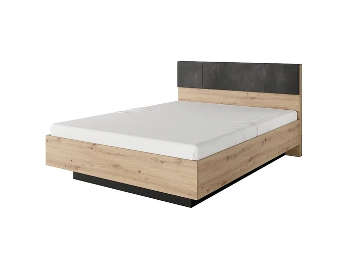 Cama 160 x 200 cm – Color Natural y negro – ARIADA