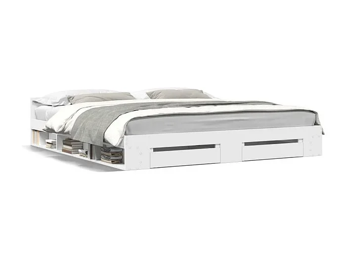 Cama 180×200 cm – con cajones madera ingeniería blanca ES840004