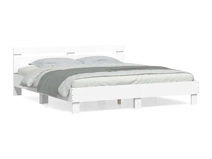 Cama -180×200 cm con cabecero madera ingeniería blanco YOE22963