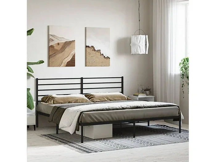 Cama 180×200 cm con cabecero metal negro ES57861