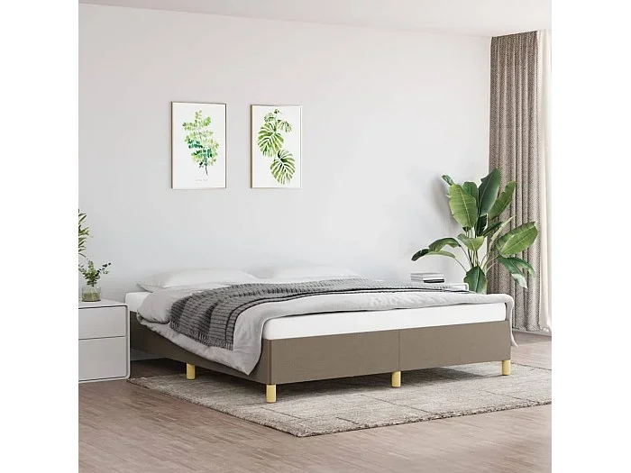 Cama -180×200 cm de tela gris taupe YOE67318