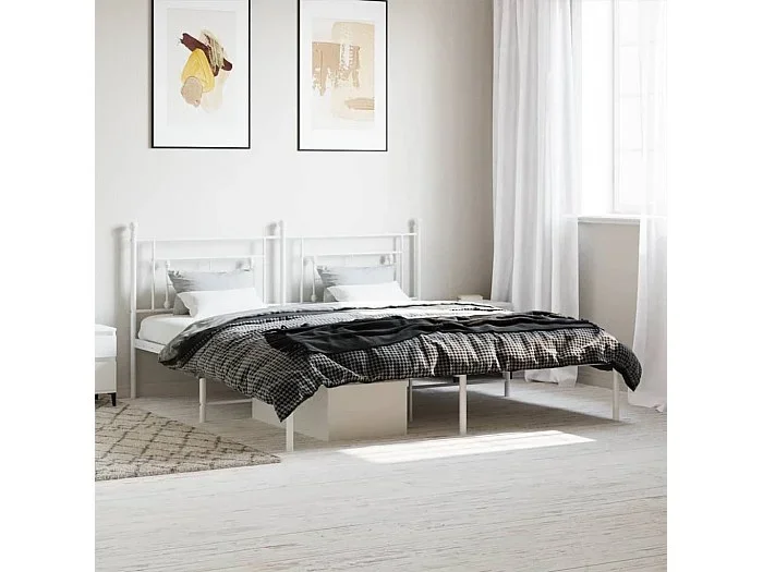 Cama -180×210 cm de metal con cabecero blanco YOE61492