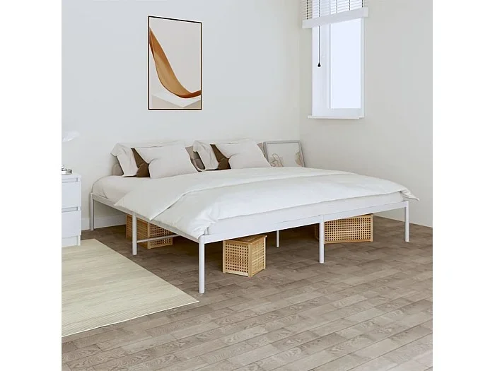 Cama 190×200 cm de metal blanco ES16423