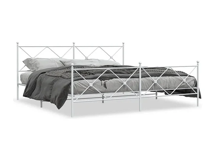 Cama 193×203 cm – metal con cabecero y pie blanco ES531338