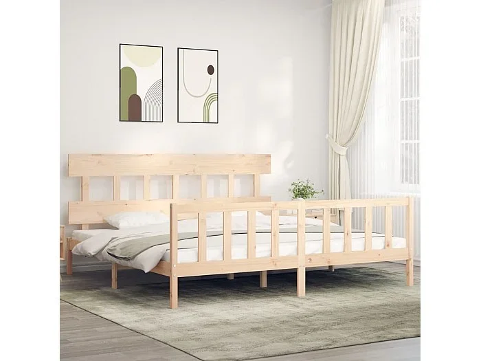 Cama 200×200 cm con cabecero madera maciza ES56760