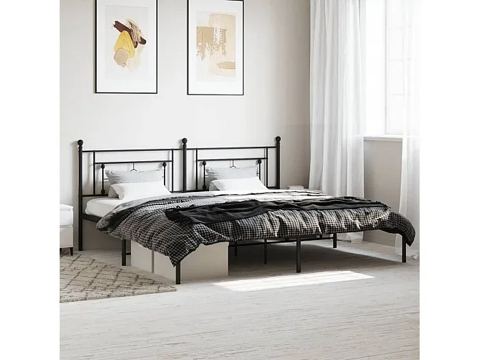 Cama -200×200 cm con cabecero metal negro YOE91119