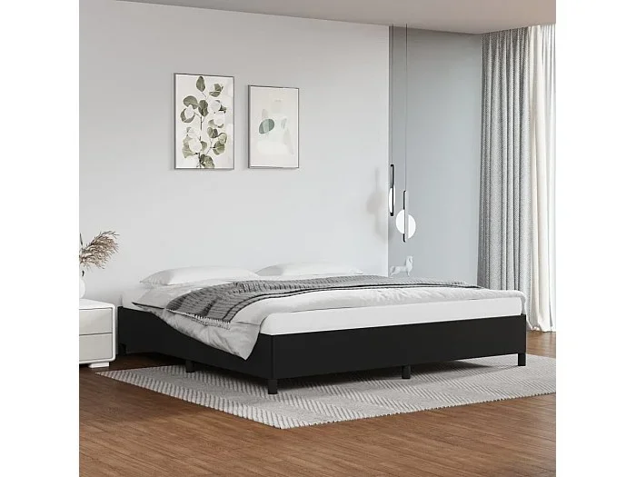 Cama 200×200 cm de cuero sintético negro ES25365