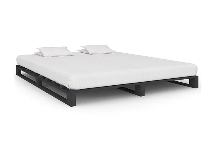 Cama 200×200 cm de palés madera maciza pino gris ES76574