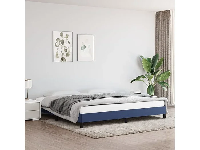 Cama 200×200 cm de tela gris taupe azul ES37295