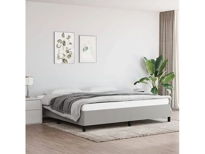 Cama 200×200 cm gris claro tela ES74894