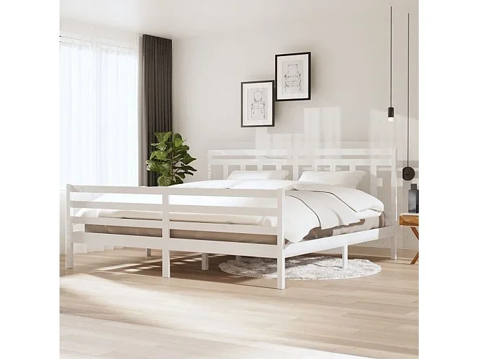 Cama 200×200 cm madera maciza blanca ES22165