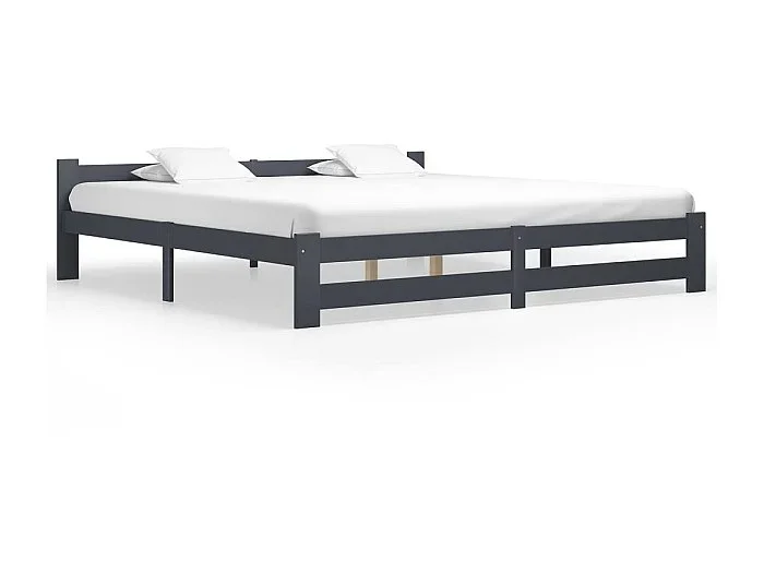 Cama 200×200 cm madera maciza de pino gris oscuro ES41293
