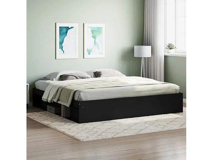 Cama 200×200 cm negra ES54786