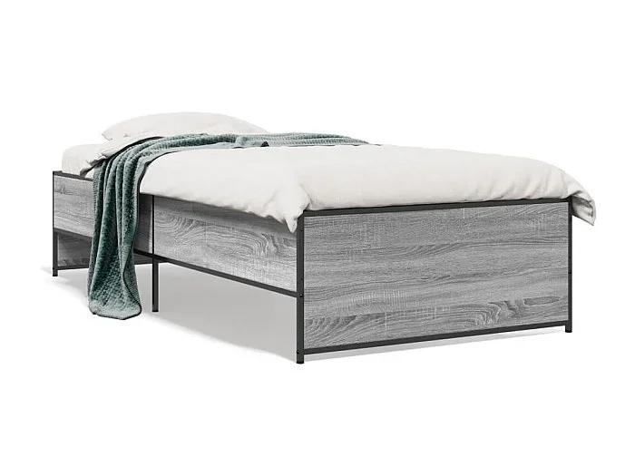 Cama 75×190 cm – madera ingeniería metal gris Sonoma ES430052
