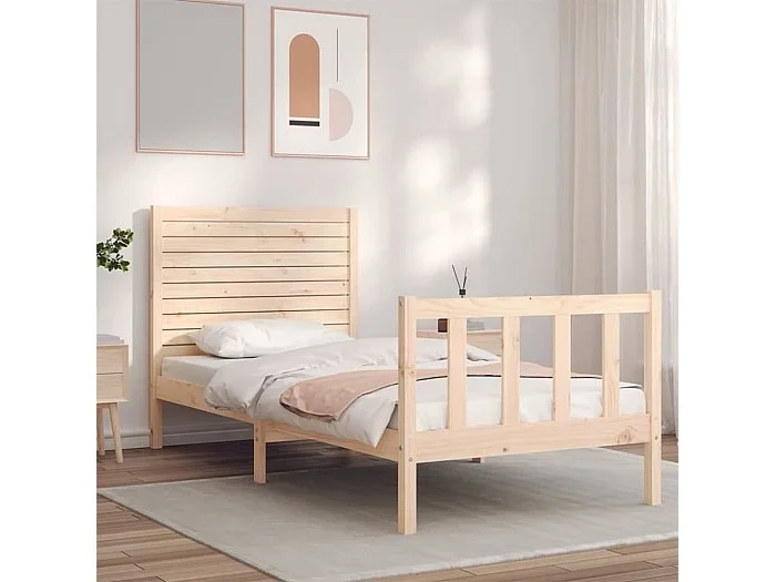 Cama 75×190 cm individual con cabecero madera maciza ES40821
