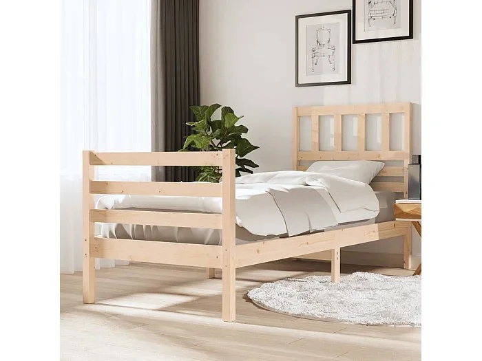 Cama 75×190 cm individual pequeña madera maciza ES66444