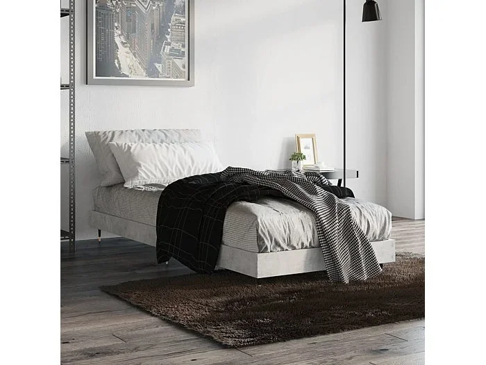 Cama 75×190 cm madera de ingeniería gris hormigón ES63677