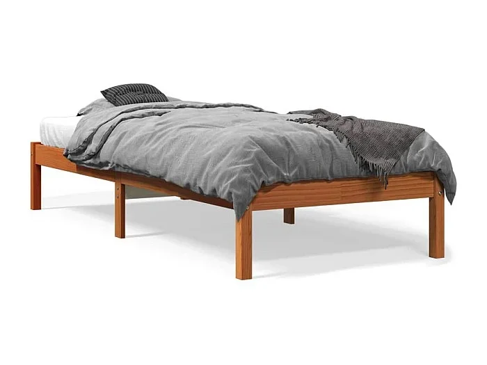 Cama -75×190 cm madera maciza de pino marrón cera YOE38043