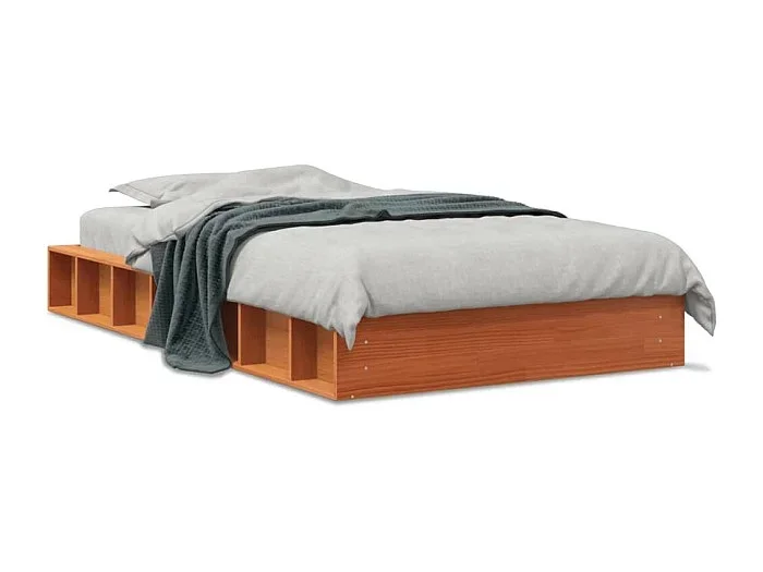 Cama -75×190 cm madera maciza de pino marrón cera YOE58633