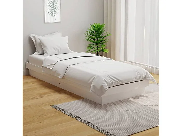 Cama 75×190 cm madera maciza individual blanco ES98562