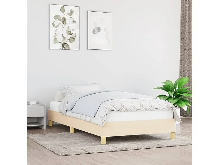 Cama 80×200 cm de tela color crema ES33435