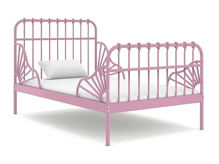 Cama 80×200 cm extensible metal rosa ES25942