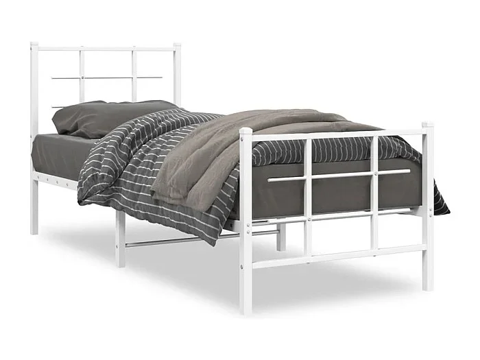 Cama – 80×200 cm metal con cabecero y pie cama blanca YOE86725