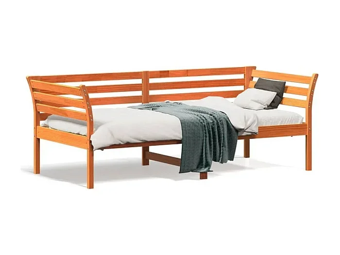 Cama -90×190 cm de madera maciza de pino marrón cera YOE71549