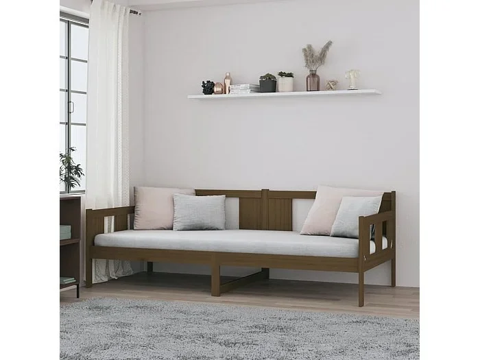 Cama -90×190 cm de madera maciza de pino marrón miel YOE62241
