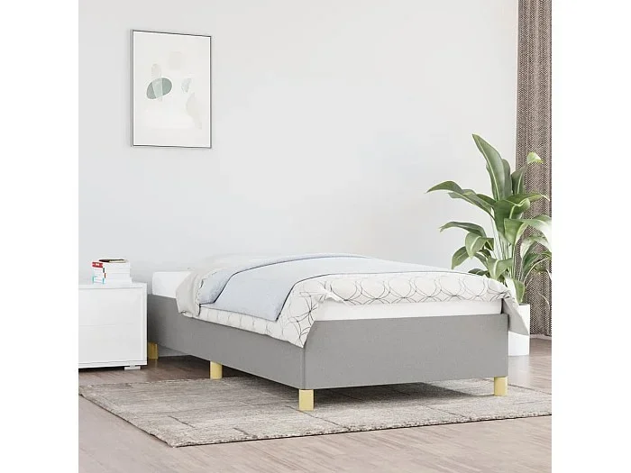 Cama 90×190 cm de tela gris claro ES13153