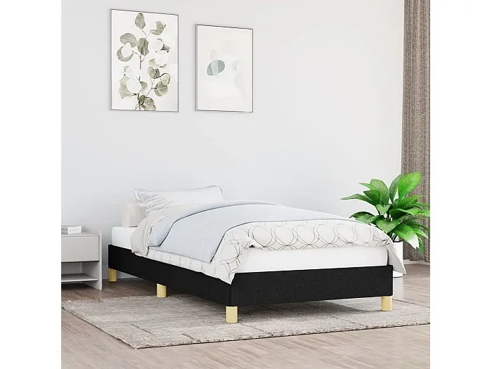 Cama 90×190 cm de tela negro ES92988
