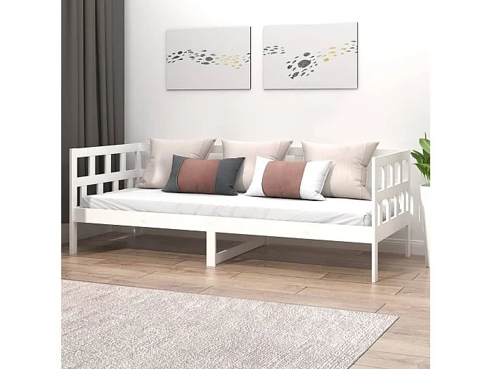 Cama -90×190 cm madera maciza de pino blanco YOE62999