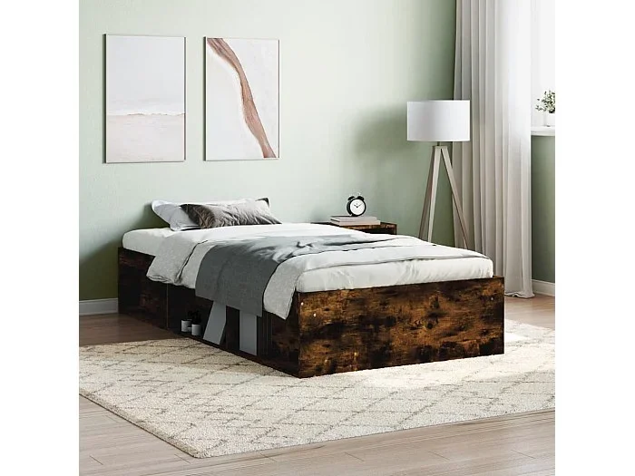 Cama 90×190 cm roble ahumado ES46091