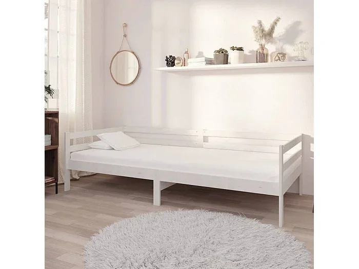 Cama -90×200 cm con colchón madera de pino maciza blanco YOE82960