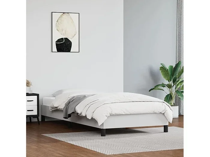 Cama 90×200 cm de cuero sintético blanco ES52875