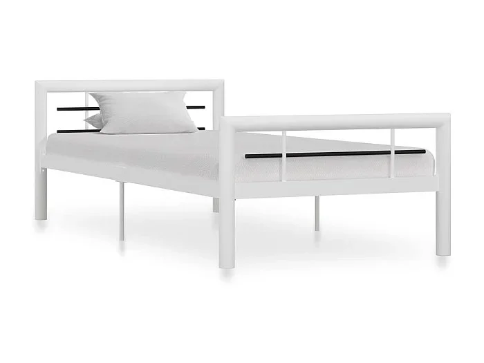 Cama 90×200 cm de metal blanco y negro ES86199