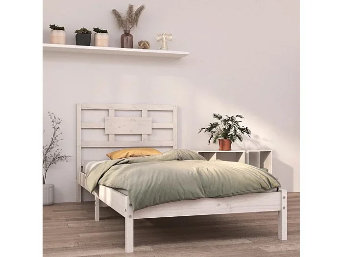 Cama 90×200 cm madera maciza de pino blanca ES64106