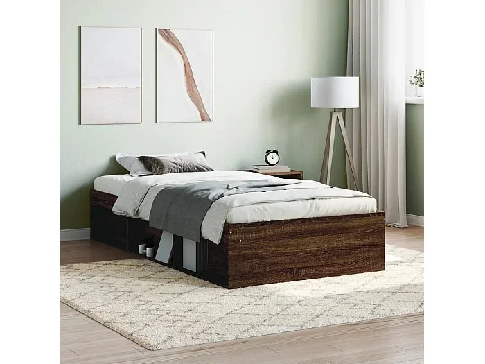 Cama 90×200 cm roble marrón ES69148