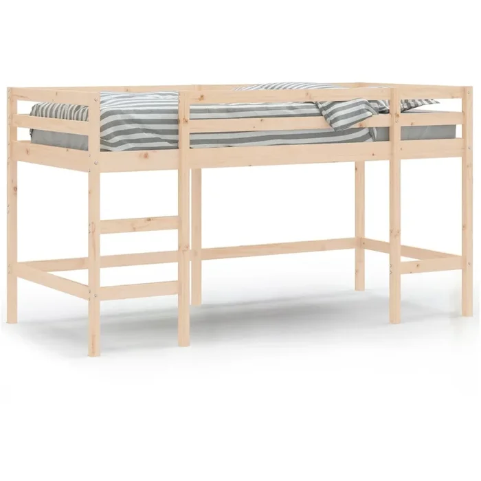 Cama alta de niños con escalera madera maciza pino 90×200 cm