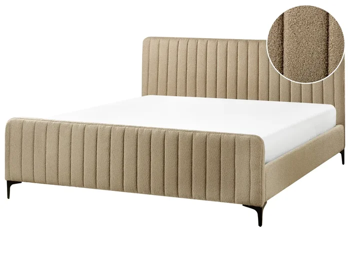 Cama Bouclé LUNAN 180 x 200 cm Gris pardo