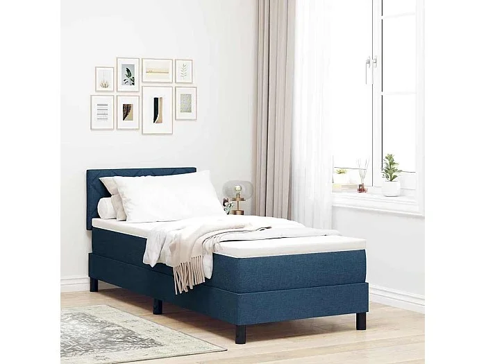 Cama box spring con colchón con colchón Azul 80 x 200 cm tela