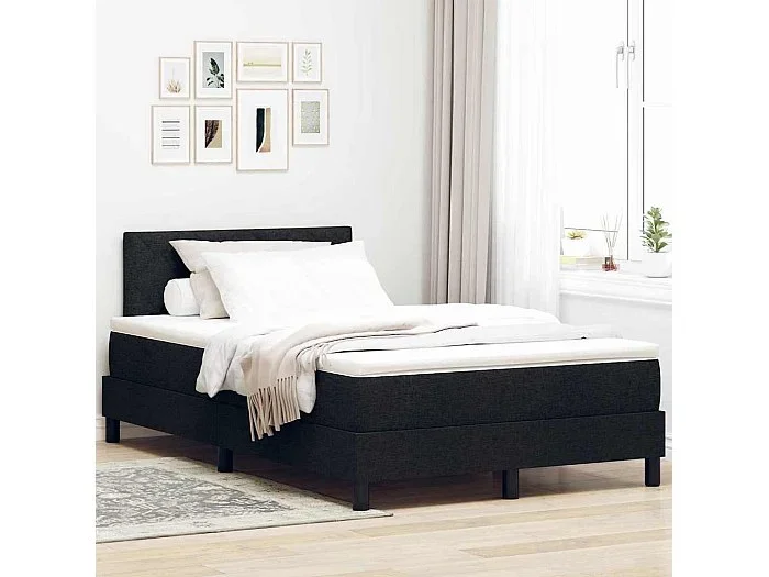 Cama box spring con colchón con colchón Negro 120 x 200 cm tela