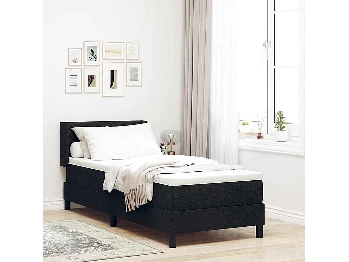 Cama box spring con colchón con colchón Negro 80 x 200 cm
