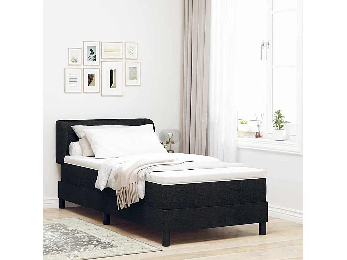 Cama box spring con colchón con colchón Negro 90 x 190 cm tela
