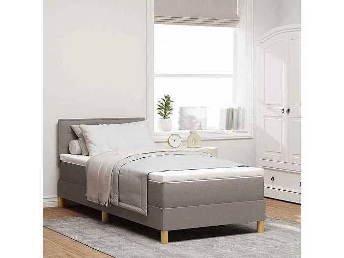 Cama box spring con colchón con colchón Taupé 80 x 200 cm tela