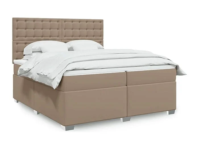 Cama box spring con colchón cuero sintético capuchino 200x200cm