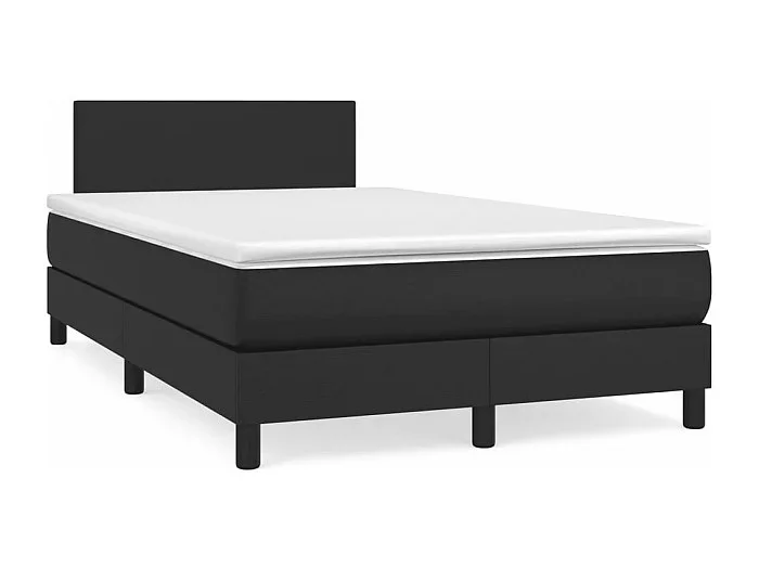 Cama box spring con colchón LED cuero sintético negro 120x190cm