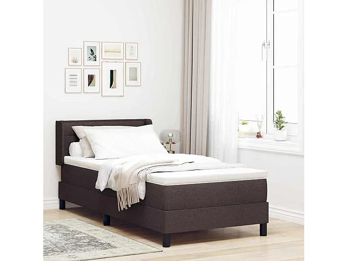 Cama box spring con colchón Marrón Oscuro 90 x 200 cm