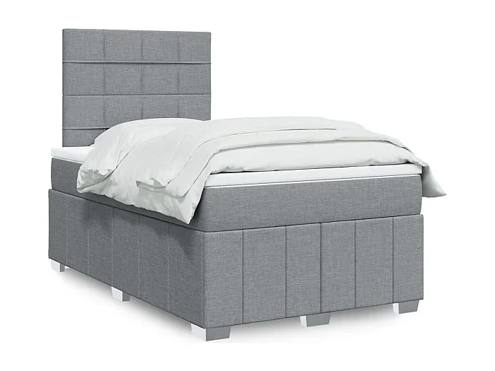 Cama box spring con colchón tela gris claro 120×190 cm